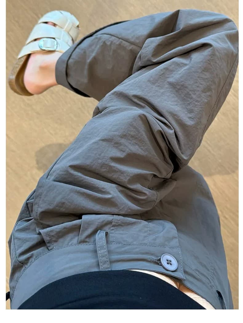 올해 인기 회색 속도 건조한 와이드 레깅스 바지 여름 얇은 스타일 루즈핏 슬림해 보이는 캐주얼 모통이 칼 바지 상세 이미지 10