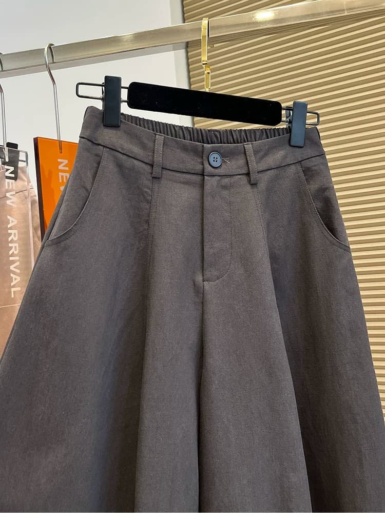 하프 허리밴드 단색 주름 캐주얼 바지 여성 2026 년 가을 새로운 도루 센스 루즈핏 9부 바지 상세 이미지 6