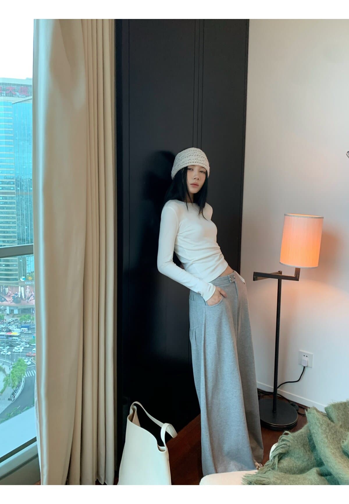 아메리칸 레트로 느긋한 회색 와이드 레그 팬츠 웨이 바지 여성 ins 한국 스타일 트렌드 루즈핏 핫걸 디자인 센스 캐주얼 바지 상세 이미지 37