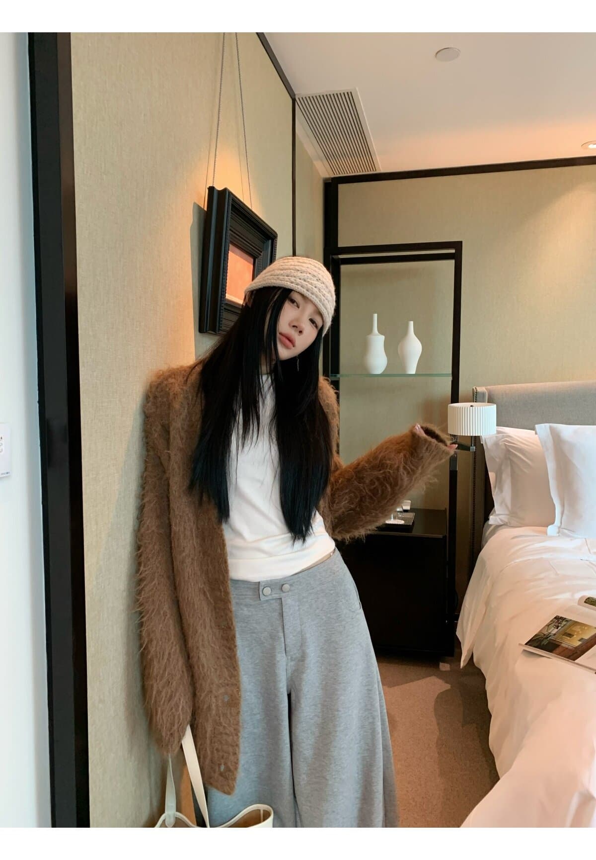 아메리칸 레트로 느긋한 회색 와이드 레그 팬츠 웨이 바지 여성 ins 한국 스타일 트렌드 루즈핏 핫걸 디자인 센스 캐주얼 바지 상세 이미지 40