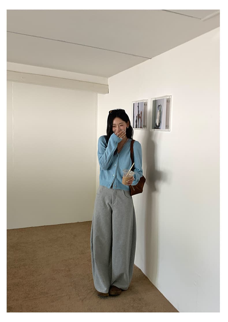 회색 넓은 다리 9 포인트 웨이 바지 아니요 여성 가을 새로운 루즈핏 bf 느긋한 바람 캐주얼 바지 굴곡 긴 바지 상세 이미지 3