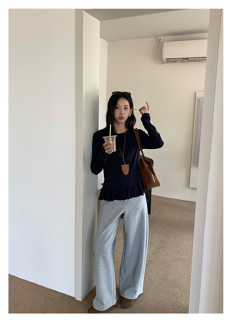 회색 넓은 다리 9 포인트 웨이 바지 아니요 여성 가을 새로운 루즈핏 bf 느긋한 바람 캐주얼 바지 굴곡 긴 바지 상세 이미지 9