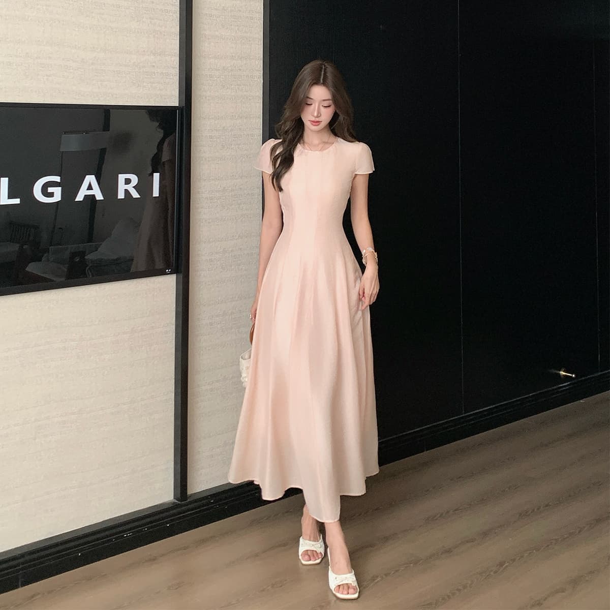 여름 새로운 한 부서 주름 주름 마 센스 민소매 롱 스커트 질감 센스 프랑스식 드레스 휴가 여행 큰 진자 롱 스커트 이미지 3