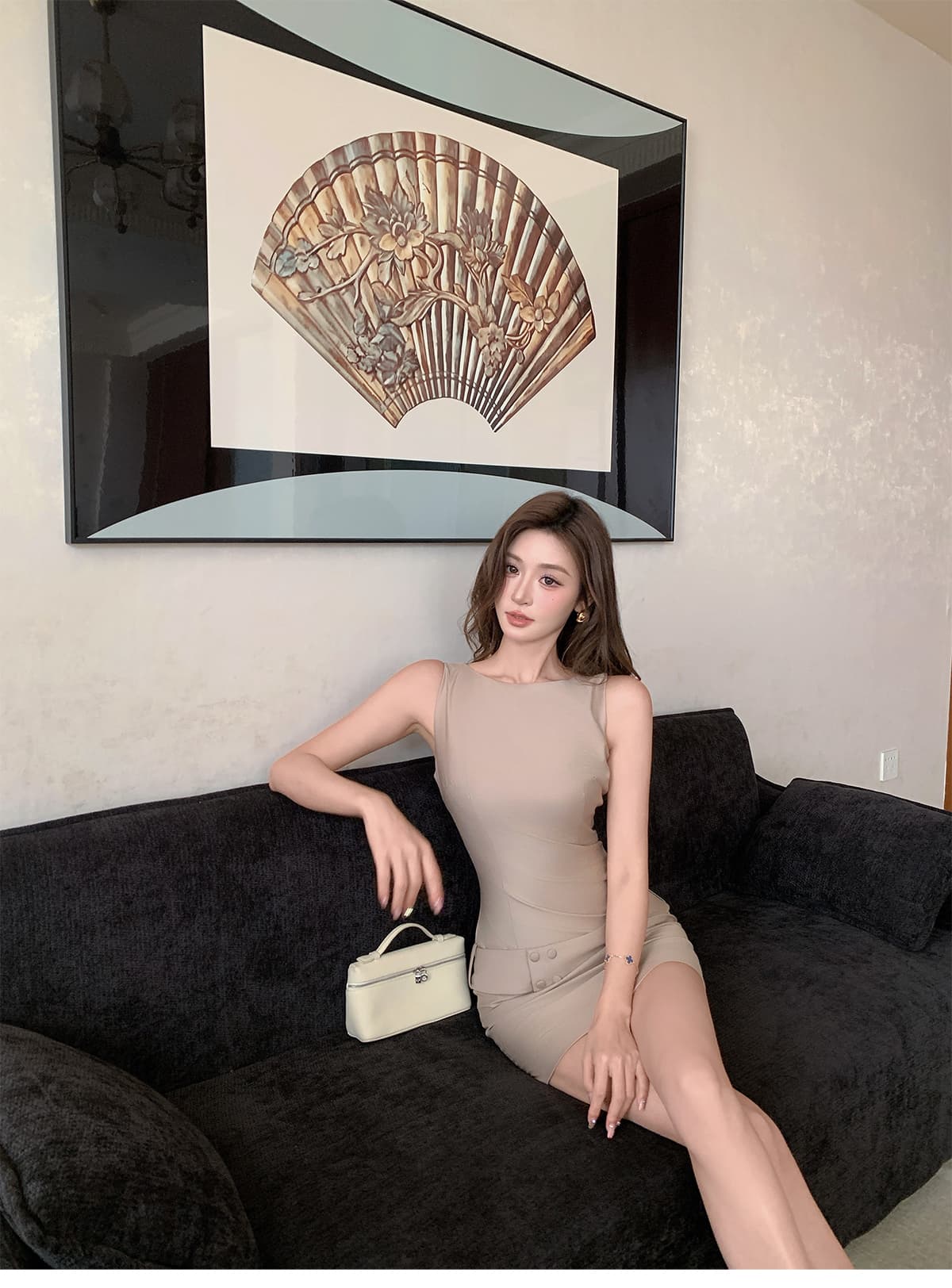 빛 직업 바다 악마 프랑스식 지성 바람 품격 민소매 몸매 가꾸기 슬림해 보이는 타이트 스커트 드레스 미니 스커트 여성 상세 이미지 9