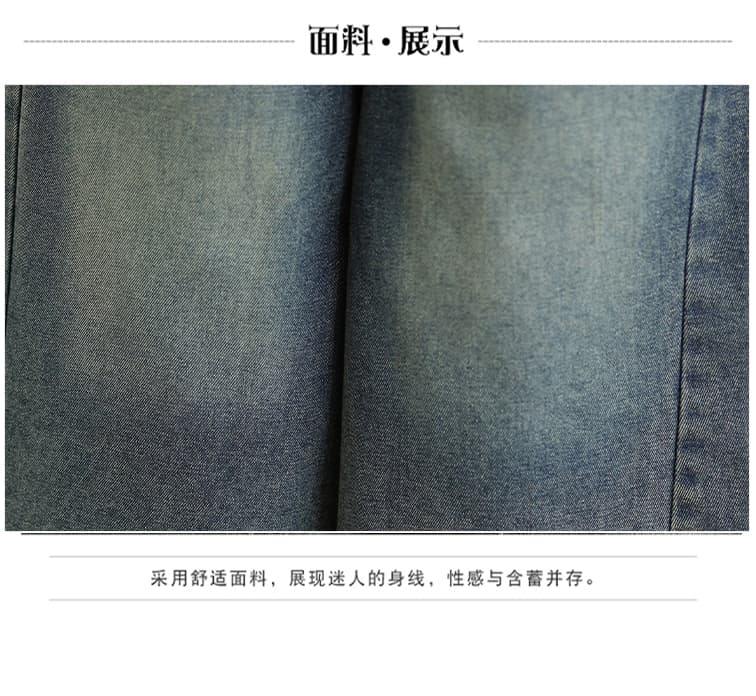 실사 여름 새로운 한 부서 루즈핏 대 에디션 미니멀리즘 다용도 문예 레트로 빅 사이즈 지방 mm 데님 바지 여성 상세 이미지 6