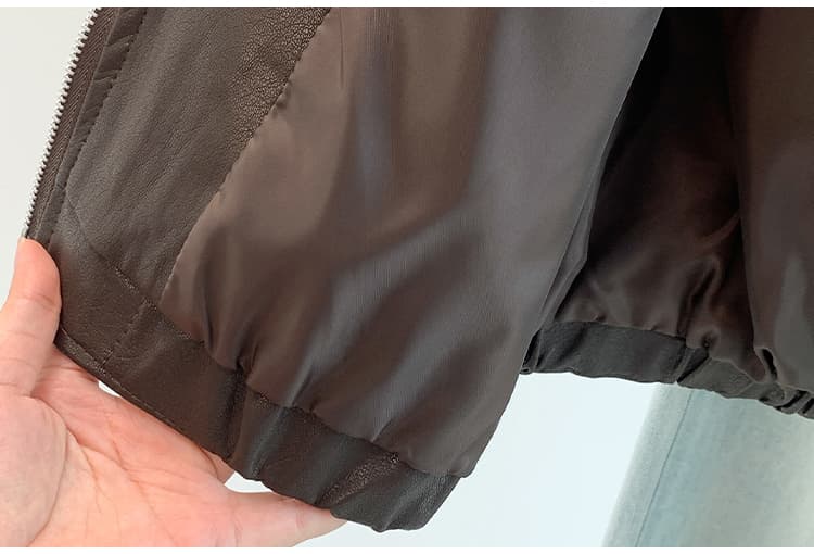 실사 라운드 넥 징 주머니 PU 가죽 조끼 여자 가을 새로운 빅 사이즈 루즈핏 캐주얼 다용도 민소매 가죽 자켓 상세 이미지 15