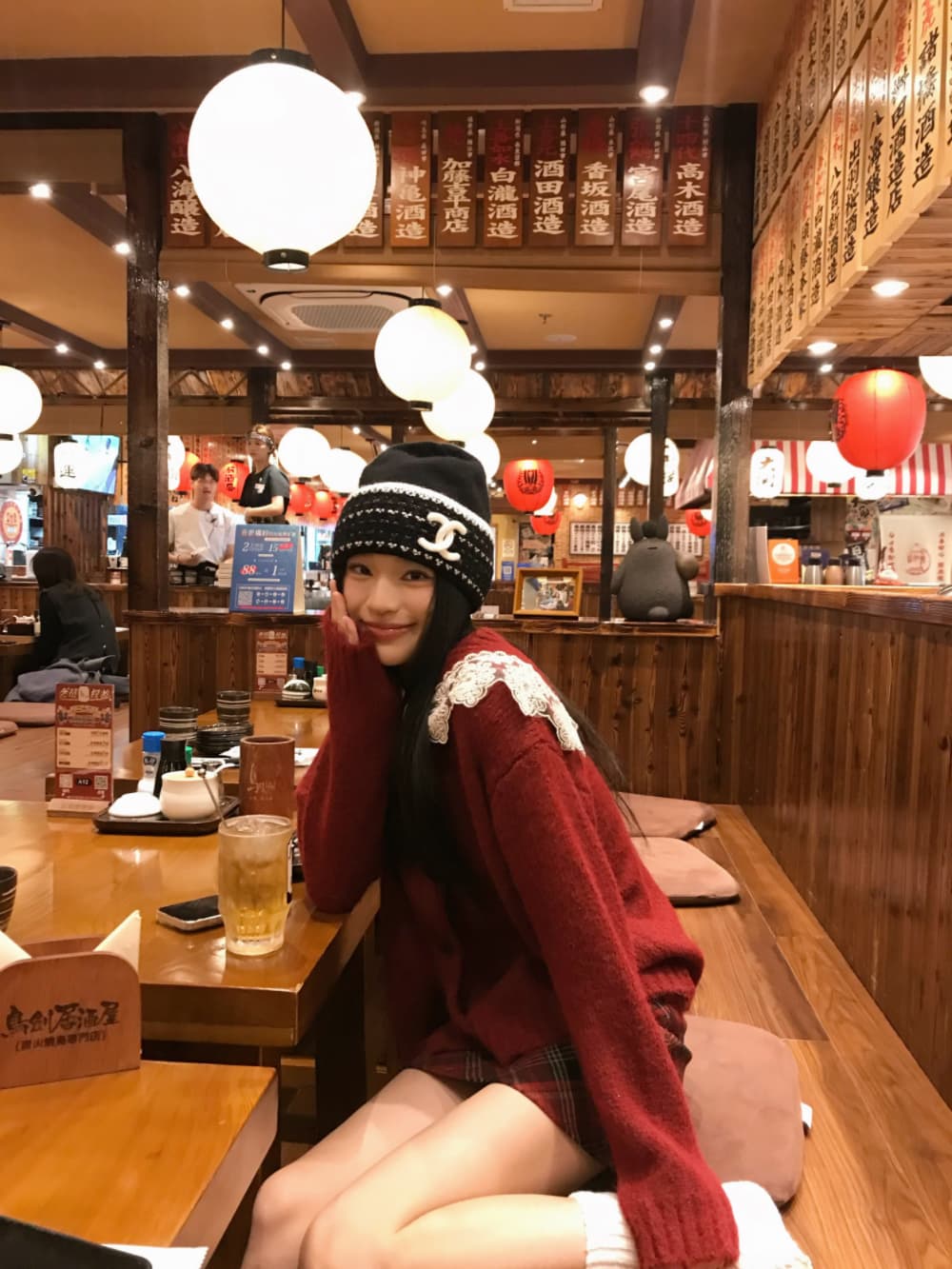 실사 정가 부드러운 바람 레이스 패치워크 해군 칼라 스웨터 오픈 가디건 여성 겨울 루즈핏 니트 스웨터 재킷 상세 이미지 3