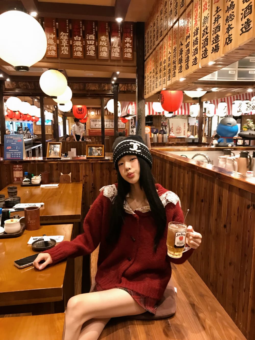 실사 정가 부드러운 바람 레이스 패치워크 해군 칼라 스웨터 오픈 가디건 여성 겨울 루즈핏 니트 스웨터 재킷 상세 이미지 5