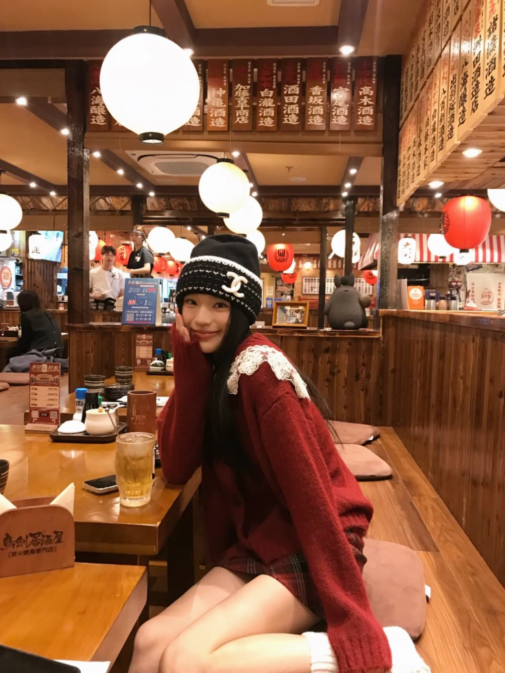 실사 정가 부드러운 바람 레이스 패치워크 해군 칼라 스웨터 오픈 가디건 여성 겨울 루즈핏 니트 스웨터 재킷 이미지 2