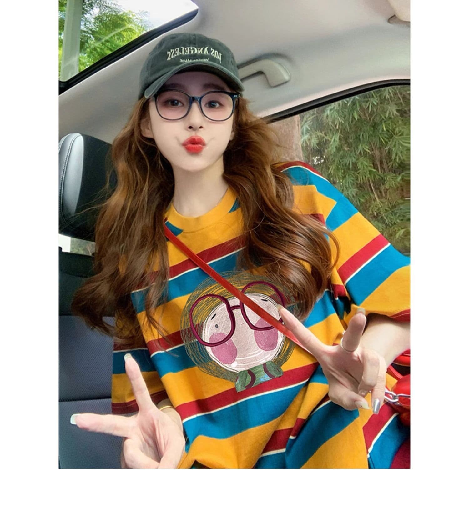 95 면 5 암모니아 Lun 컬러 짜임 기사 이후 패키지 칼라 배색 스트라이프 루즈핏 티셔츠 여성 슬림해 보이는 맨위 트렌디 상세 이미지 3