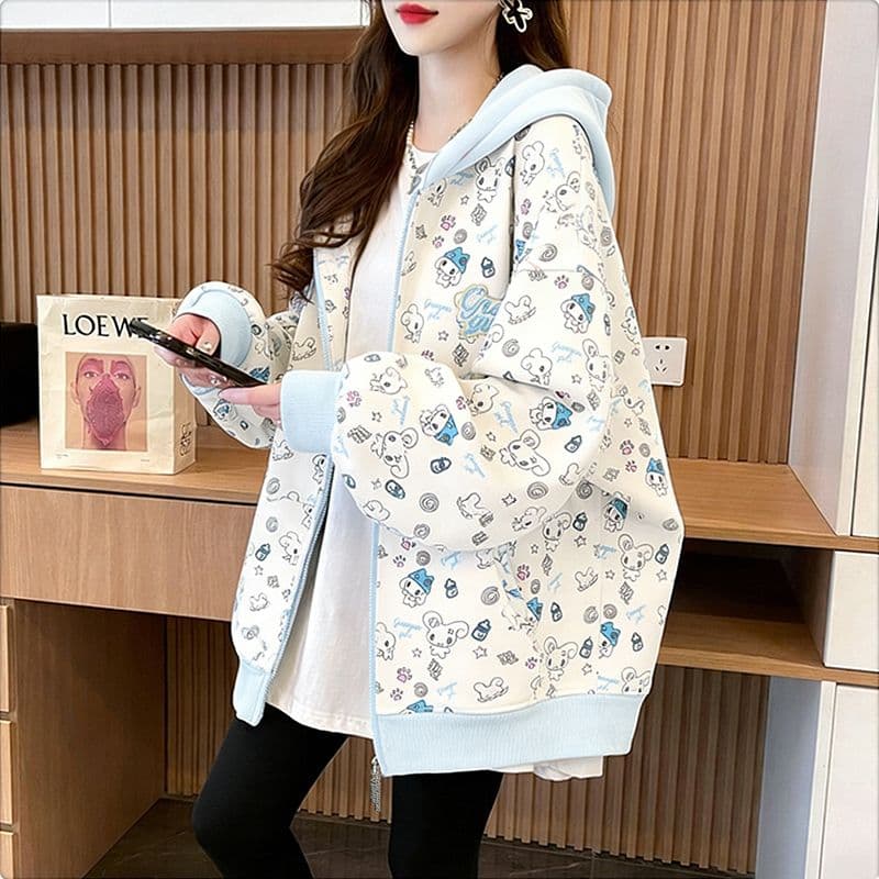 실사 모방 후아 면 얇은 스타일 복잡한 우유 실크 320g 털이 있는 복잡한 슈퍼 부드러운 400g 가을 겨울 후드 티 스웨터 재킷 상세 이미지 8