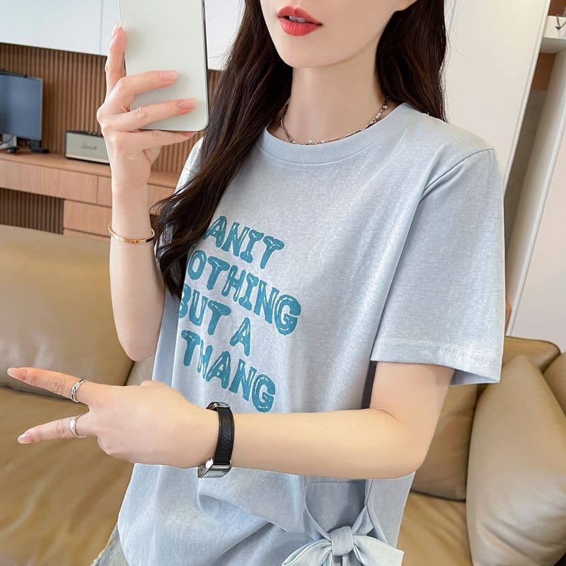 실사 얼음 센스 눈꽃 면 사탕 색상 반팔 셔츠 여성 여름 드레스 반팔 얇은 스타일 스트랩 루즈핏 작은 키 맨위 상세 이미지 18
