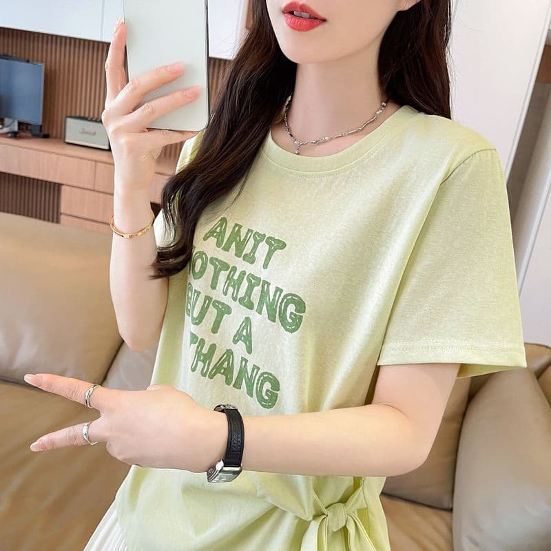실사 얼음 센스 눈꽃 면 사탕 색상 반팔 셔츠 여성 여름 드레스 반팔 얇은 스타일 스트랩 루즈핏 작은 키 맨위 상세 이미지 26