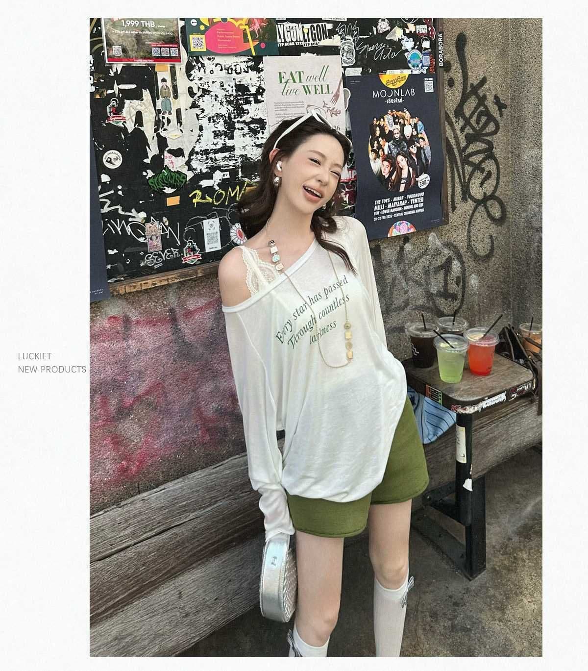 65 면 눈꽃 면 여름 프린트 긴팔 티셔츠 미니멀리즘 패션 마이크로 ~을 통해 블라우스 맨위 자외선 차단 루즈핏 에디션 상세 이미지 3