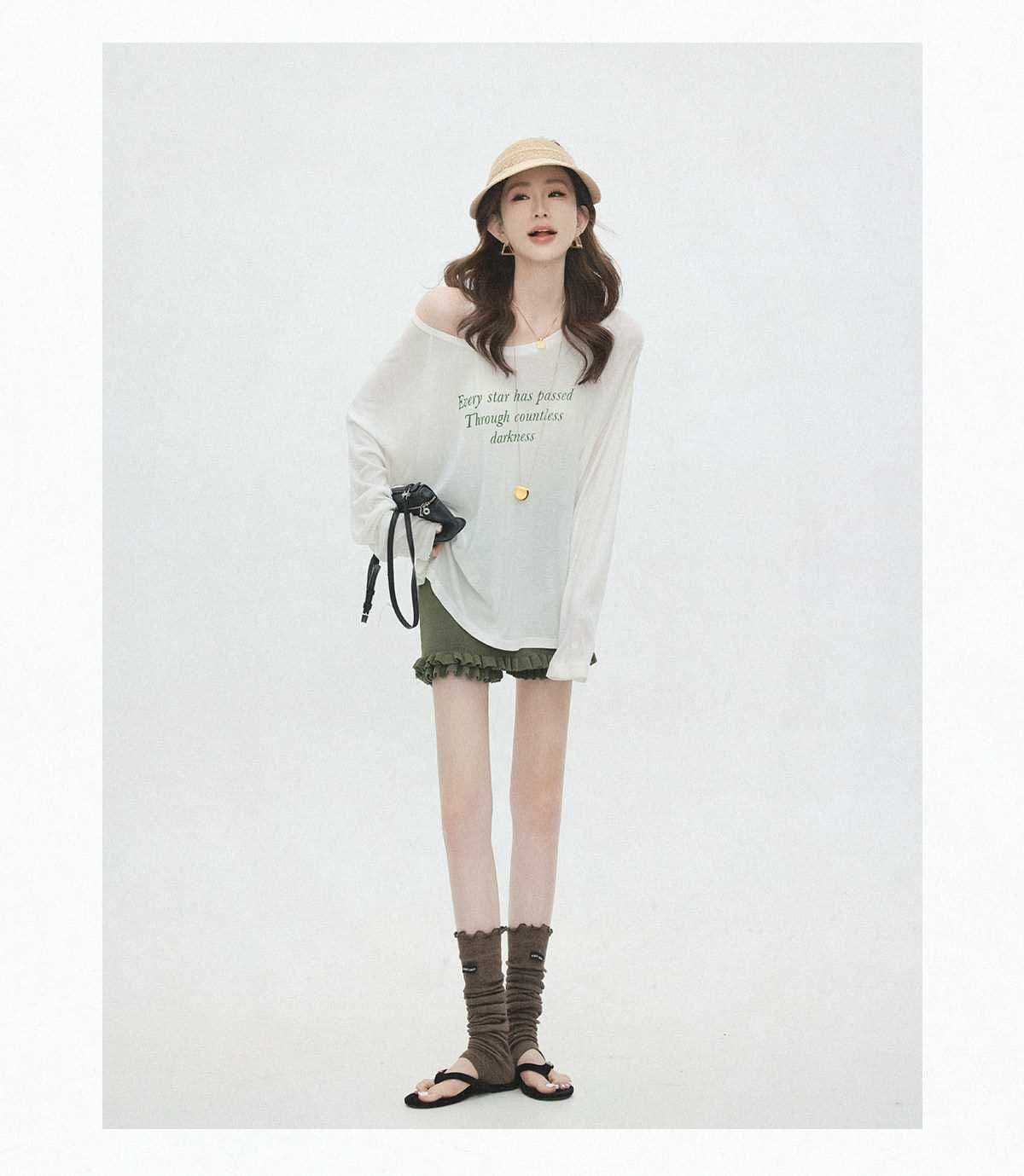 65 면 눈꽃 면 여름 프린트 긴팔 티셔츠 미니멀리즘 패션 마이크로 ~을 통해 블라우스 맨위 자외선 차단 루즈핏 에디션 상세 이미지 8