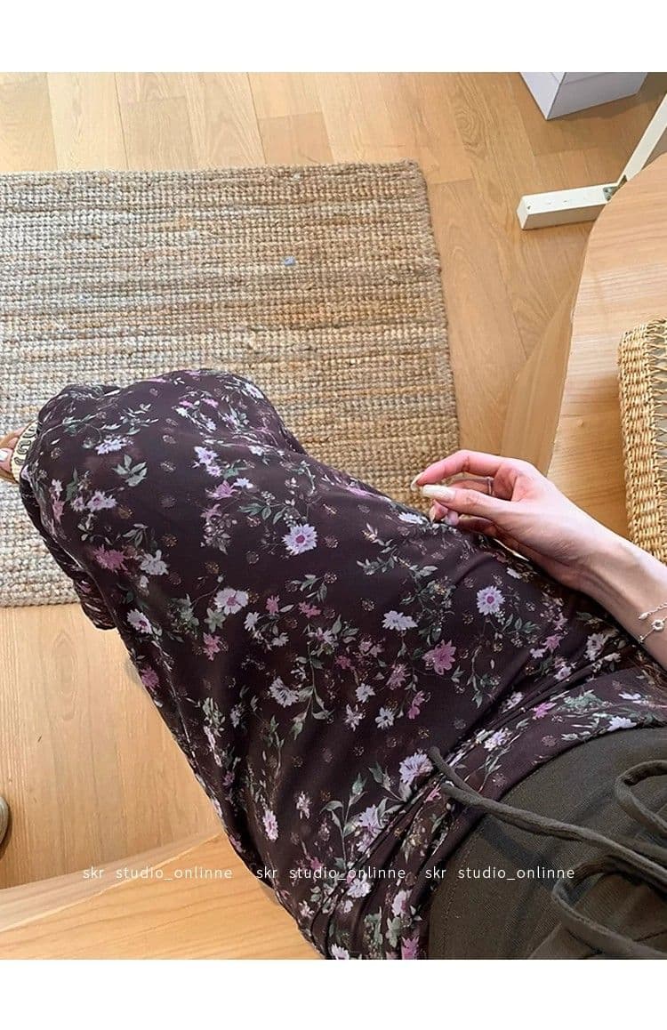 여름 허리밴드 도루 가을 센스 레트로 쉬폰 꽃무늬 반신 스커트 상세 이미지 9