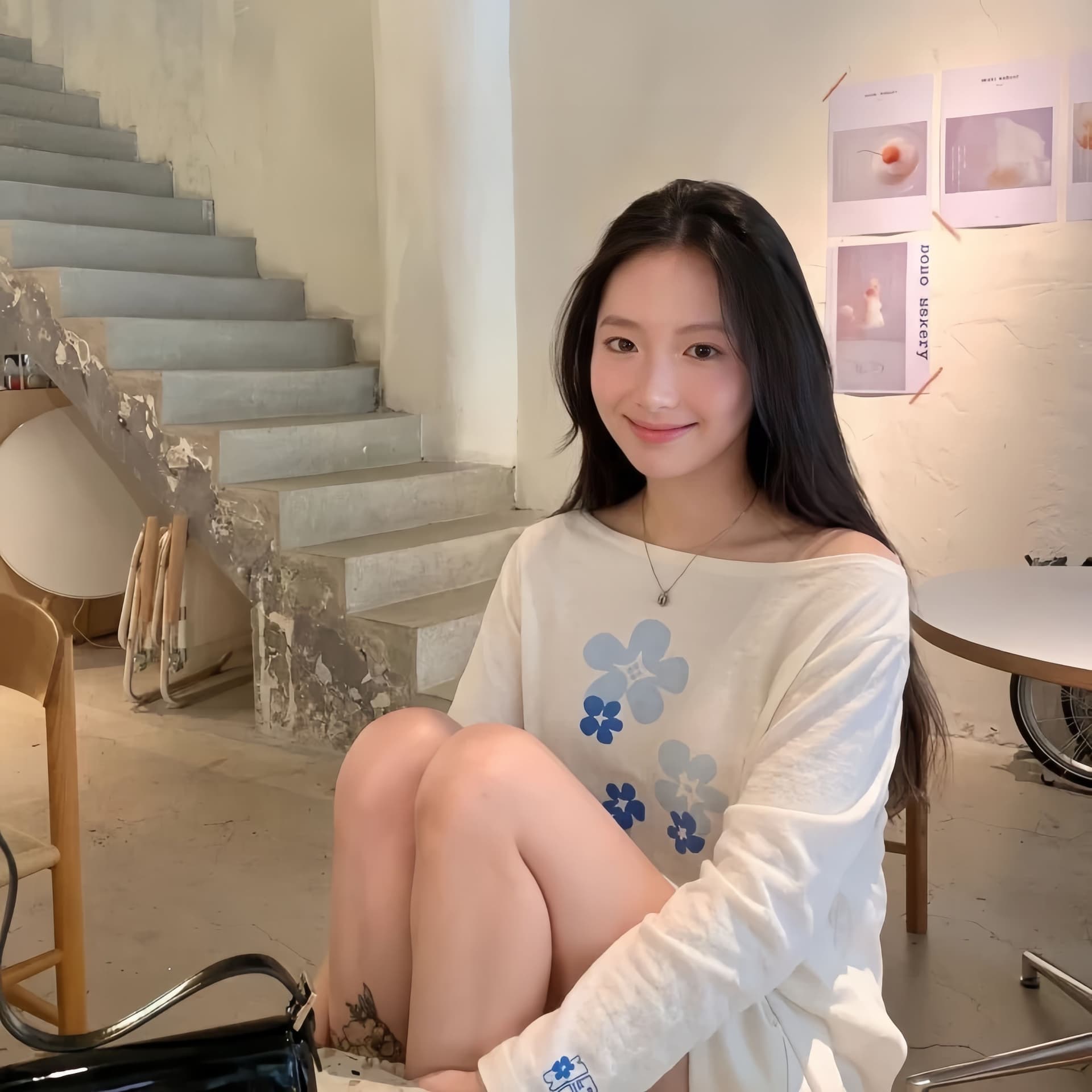65 면 눈꽃 면 프린트 비스듬한 어깨 긴팔 자외선 차단 기본 셔츠 블라우스 통기성 있음 펌프 로프 여성 셔츠 이미지 3