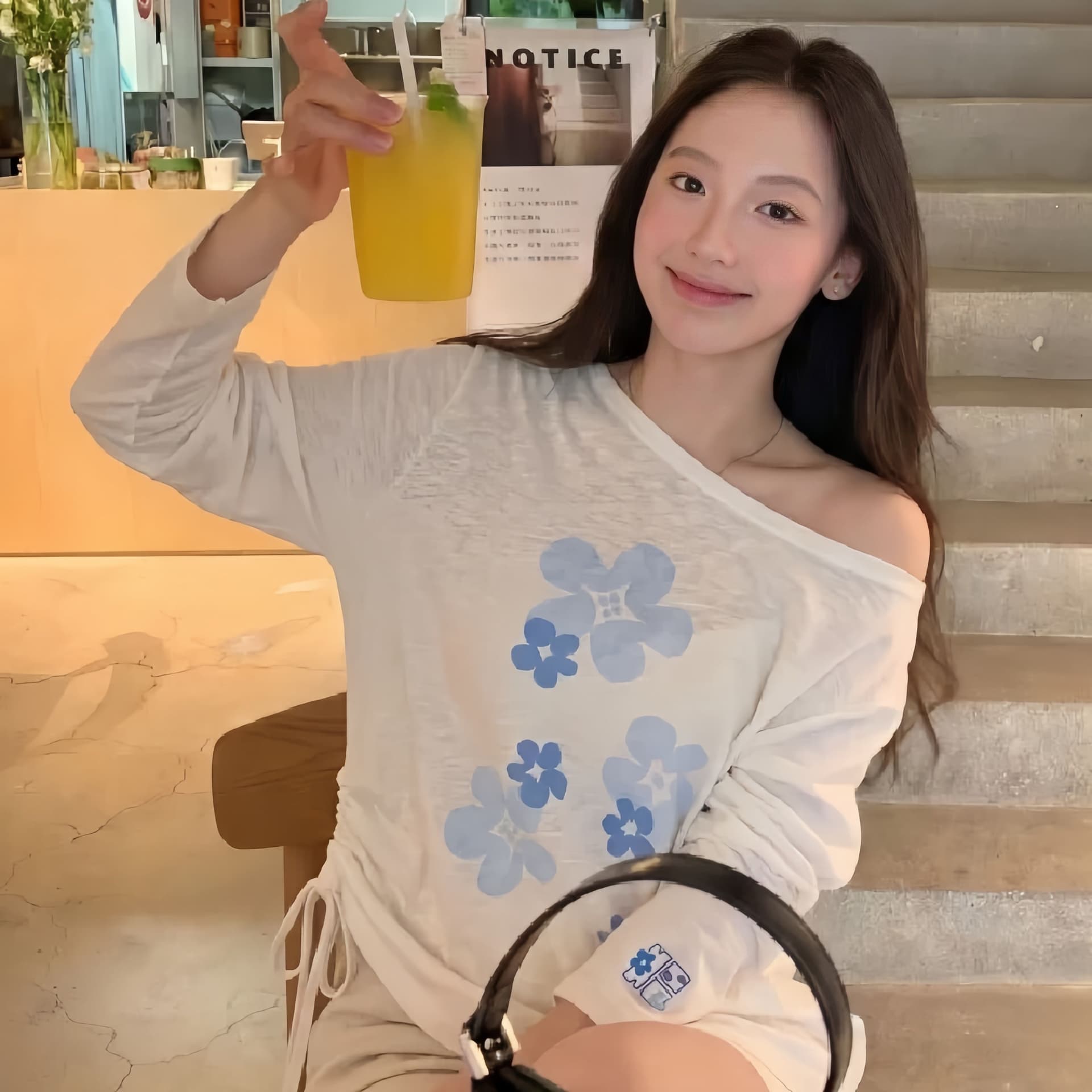 65 면 눈꽃 면 프린트 비스듬한 어깨 긴팔 자외선 차단 기본 셔츠 블라우스 통기성 있음 펌프 로프 여성 셔츠 이미지 4