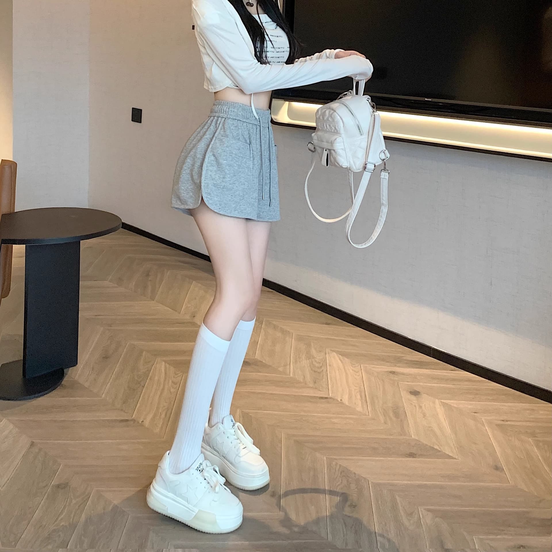 핑크색 바지 운동 바지 여성 여름 펌프 로프 캐주얼 바지 루즈핏 와이드 레그 팬츠 슬림해 보이는 작은 키 한 마디 바지 상세 이미지 25