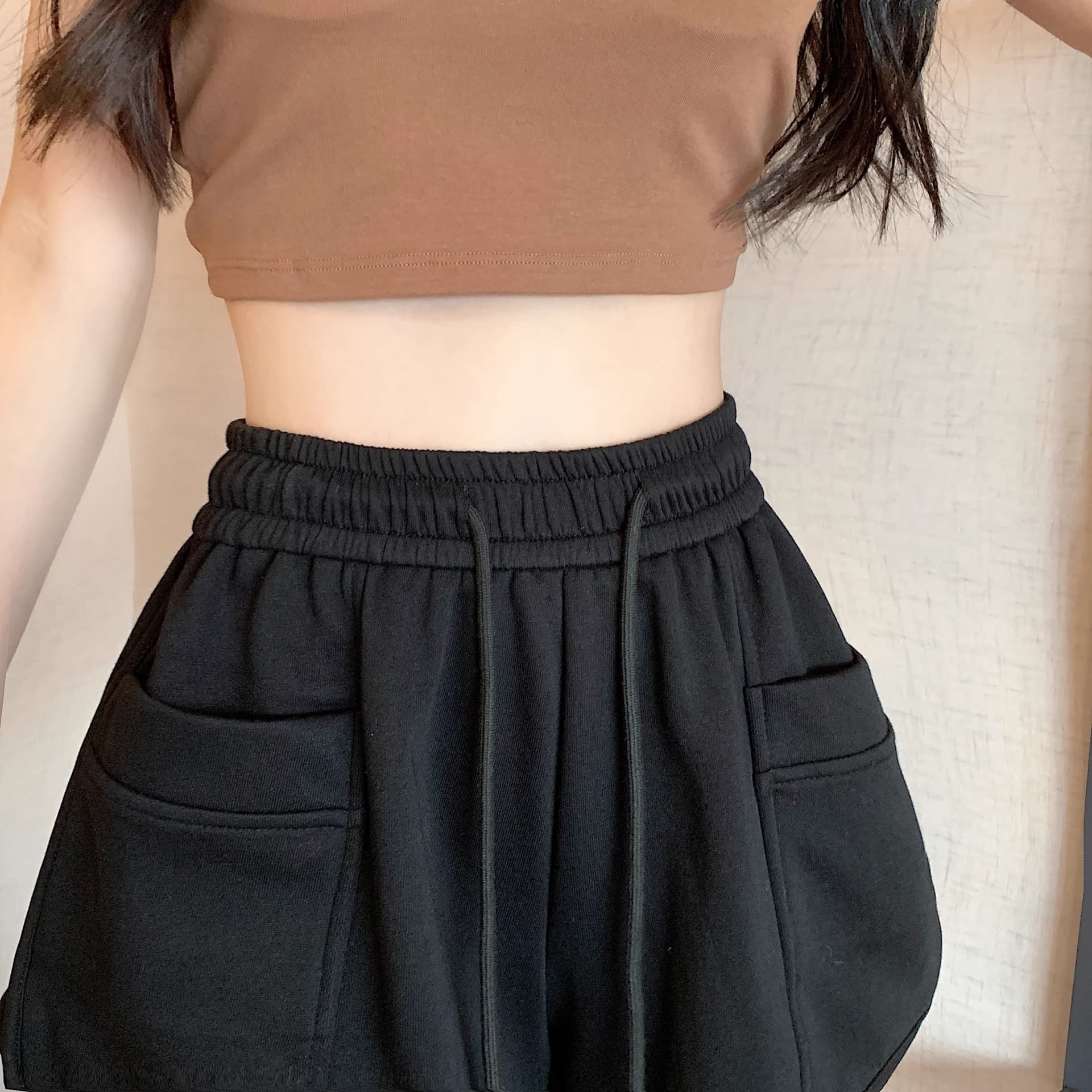 핑크색 바지 운동 바지 여성 여름 펌프 로프 캐주얼 바지 루즈핏 와이드 레그 팬츠 슬림해 보이는 작은 키 한 마디 바지 상세 이미지 43