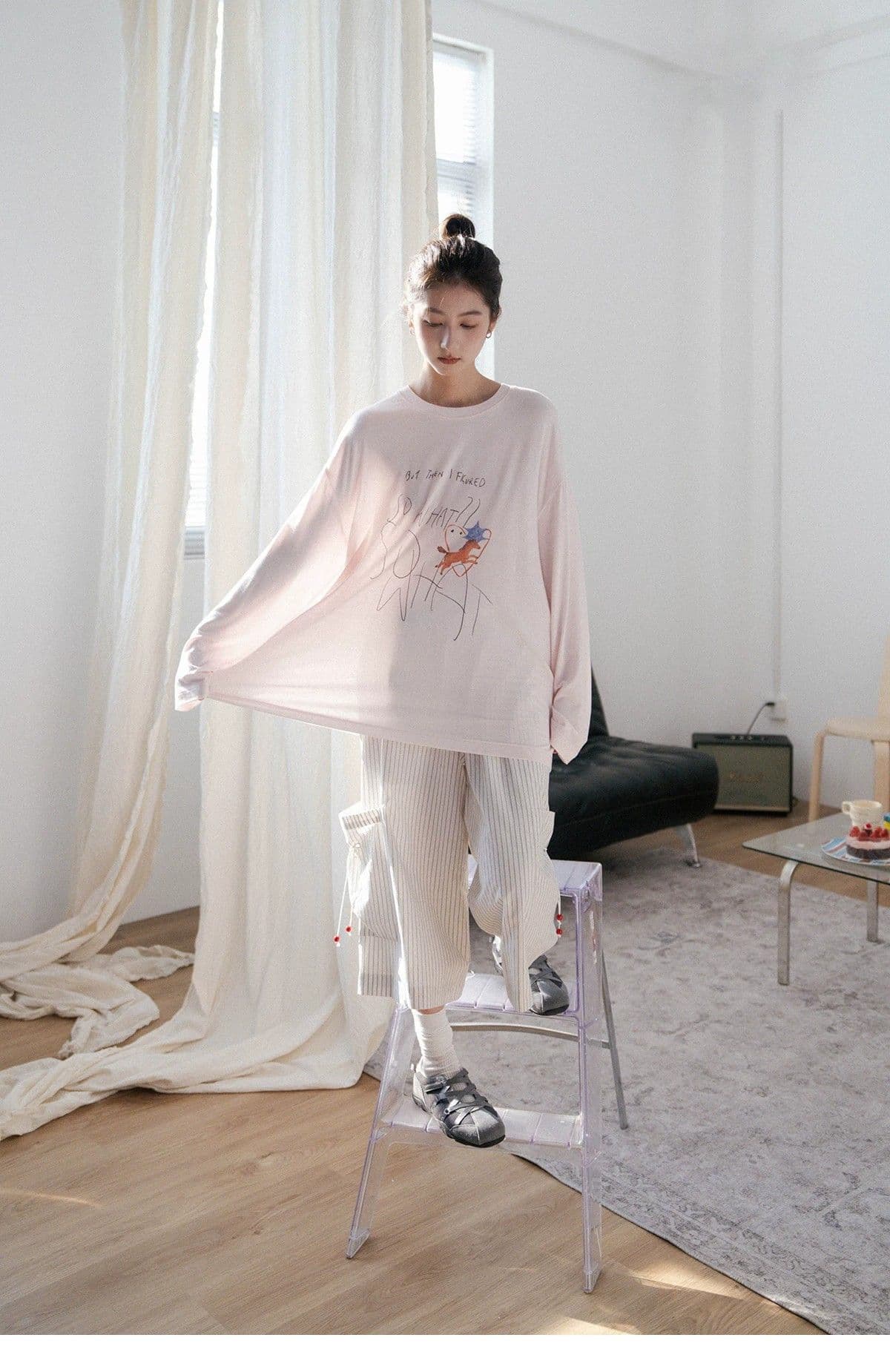 원본 셔틀 제직 여름 소금 부서 기타 바람 스트레이트 8 점 바지 여성 상세 이미지 4
