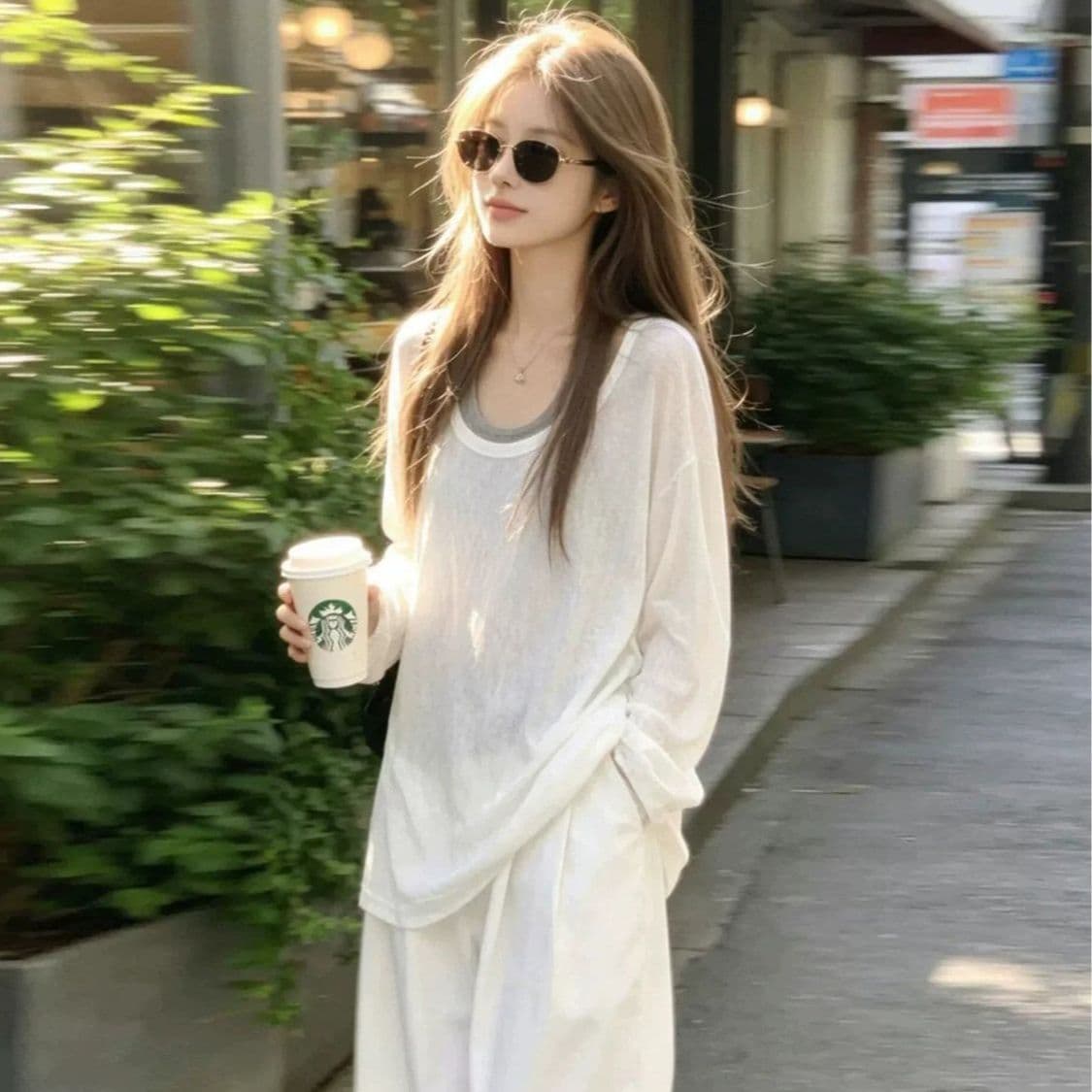 다용도 화이트 페이크 레이어드 긴팔 티셔츠 여성 여름 얇은 스타일 2026 새로운 마이크로 ~을 통해 자외선 차단 블라우스 맨위