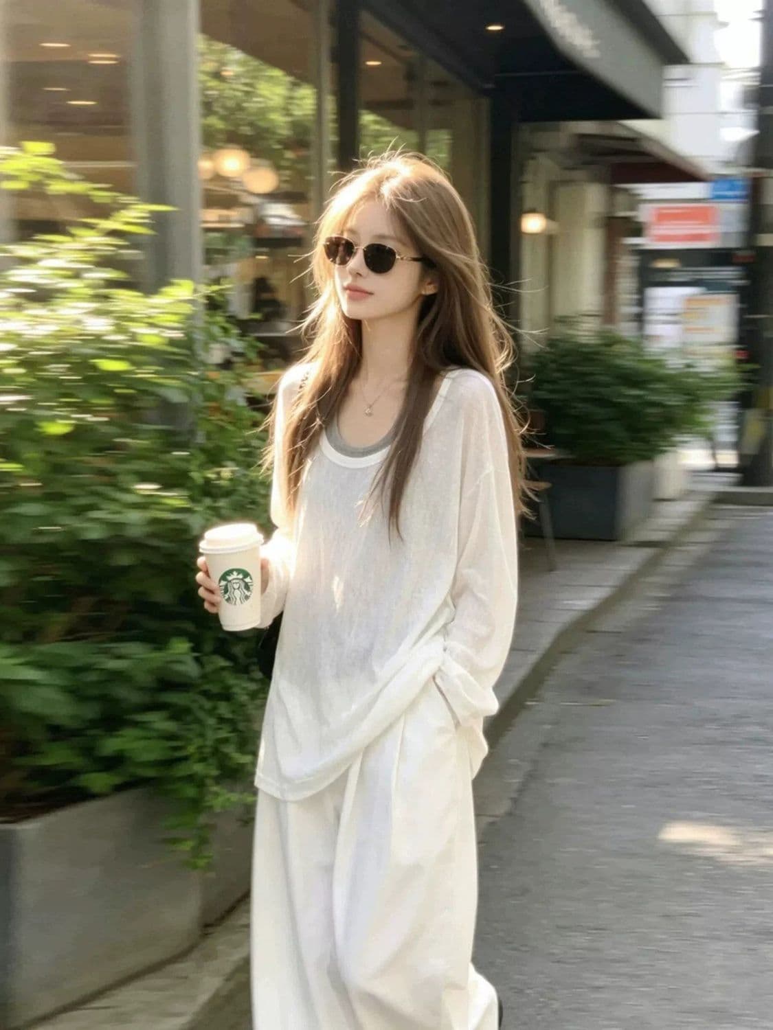 다용도 화이트 페이크 레이어드 긴팔 티셔츠 여성 여름 얇은 스타일 2026 새로운 마이크로 ~을 통해 자외선 차단 블라우스 맨위 상세 이미지 2
