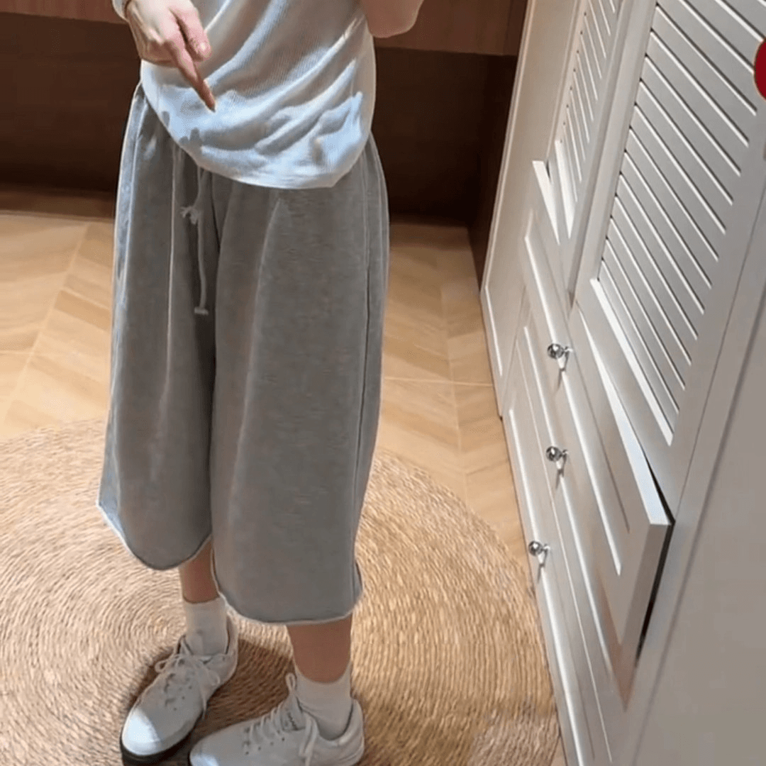 한 부서 펌프 로프 볼륨 측면 7부 바지 여성 여름 얇은 스타일 느긋한 루즈핏 짧은 웨이 바지 스트레이트 운동 넓은 다리 캐주얼 바지 상세 이미지 3