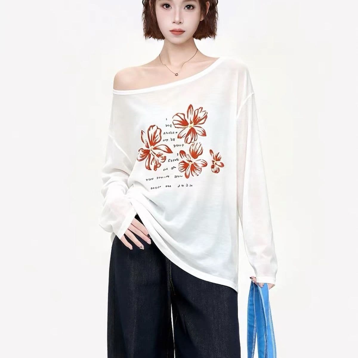 65 면 눈꽃 면 긴팔 티셔츠 여성 새로운 2026 여름 자외선 차단 의류 루즈핏 Tulle 블라우스 외부 잡아라. 의류 이미지 4