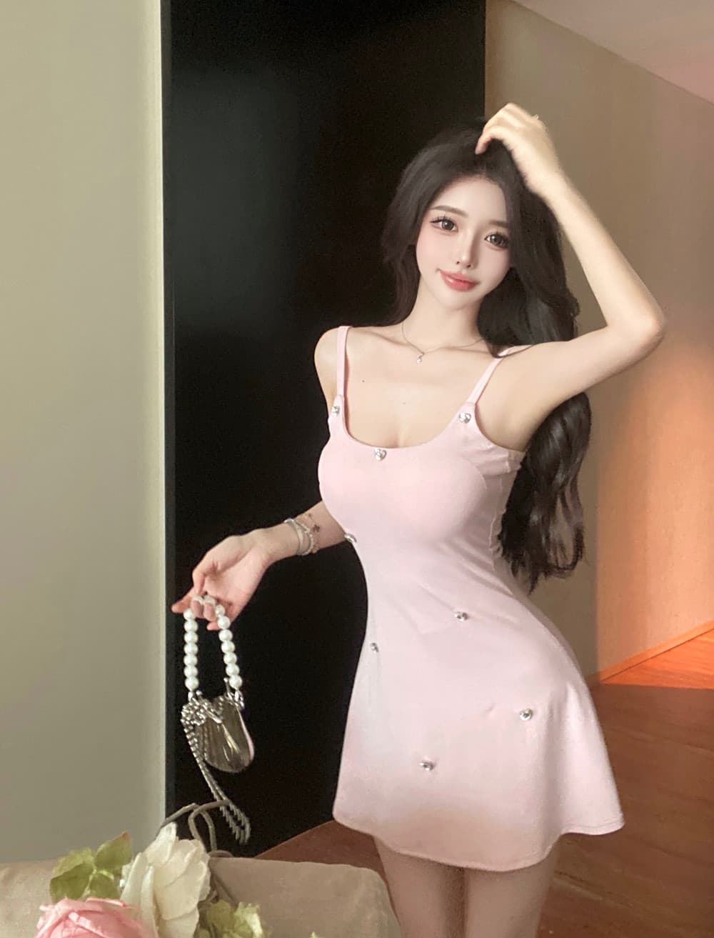 실사 프랑스식 무거운 작업 다이아몬드 세팅 허리 수축 슬림해 보이는 품격 아름다운 퍼프 드레스 상세 이미지 1