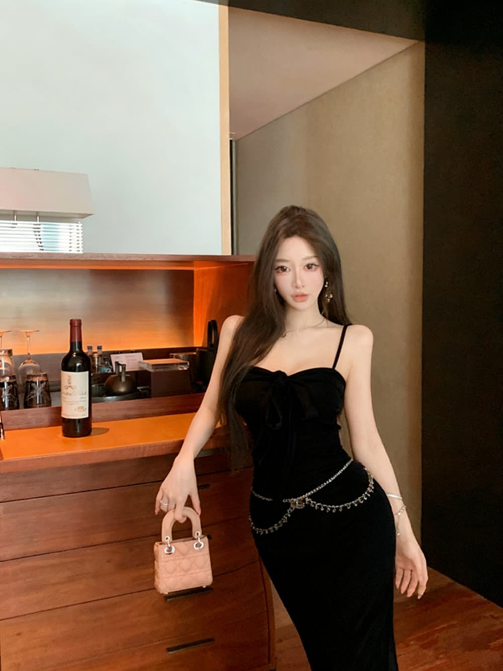 실사 섹시함 핫걸 리본 몸매 가꾸기 슬림해 보이는 만나는 타이트 스커트 인어 꼬리 드레스 상세 이미지 15