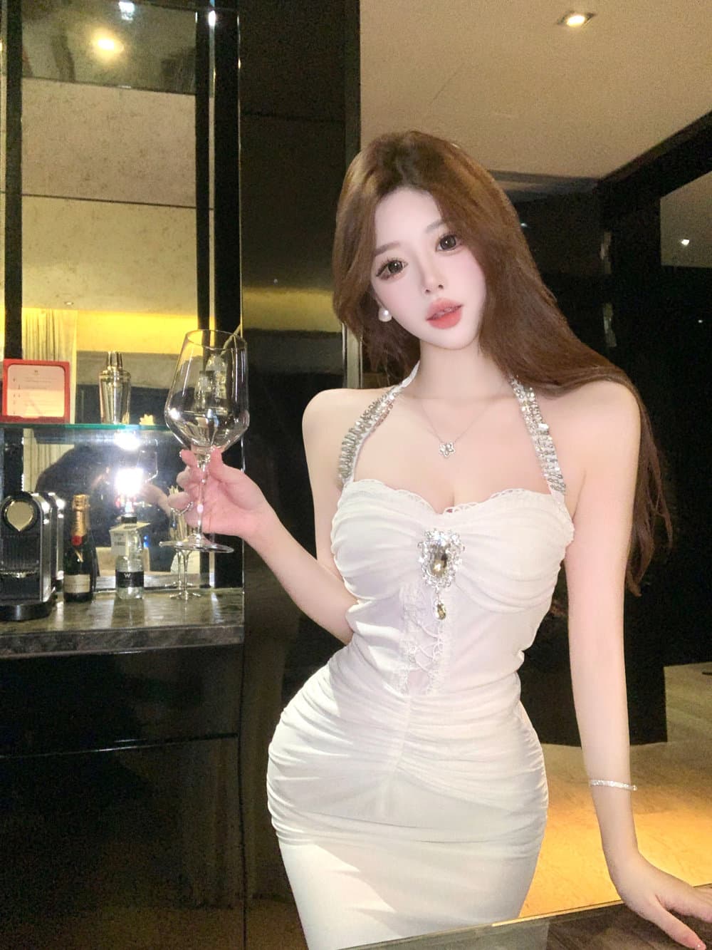 실사 품격 명문 여성 고급 센스 무거운 작업 훈련 행침 목 망사 섹시함 홀로우 아웃 주름 허리 수축 인어 꼬리 타이트 스커트 상세 이미지 3