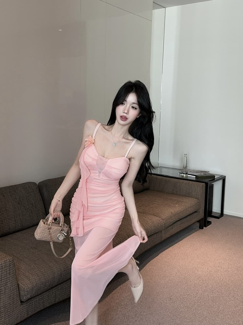 실사 순수한 욕망 핫걸 꽃 섹시함 망사 만나는 몸매 가꾸기 슬림해 보이는 슬립 드레스 상세 이미지 7