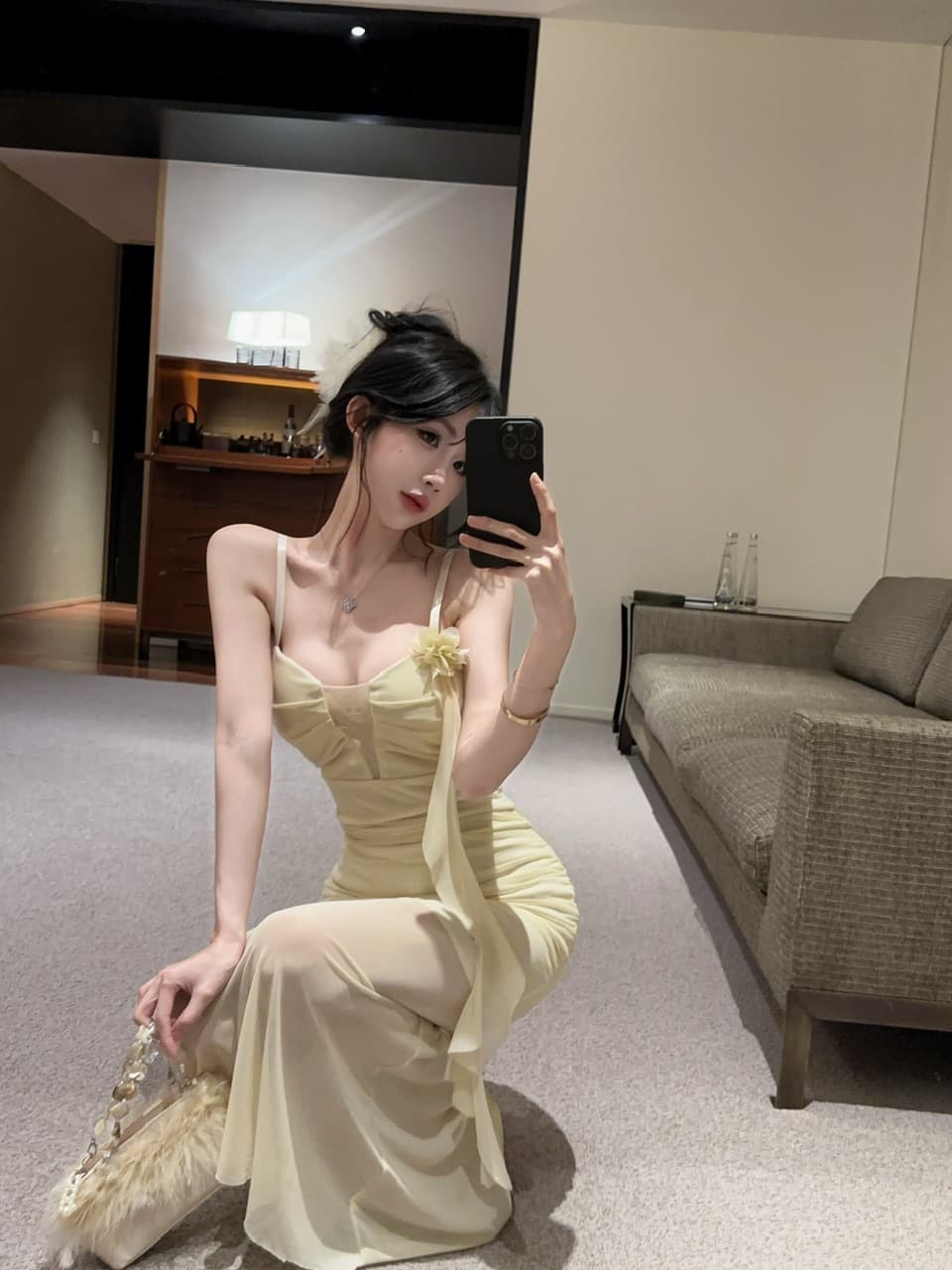 실사 순수한 욕망 핫걸 꽃 섹시함 망사 만나는 몸매 가꾸기 슬림해 보이는 슬립 드레스 상세 이미지 15