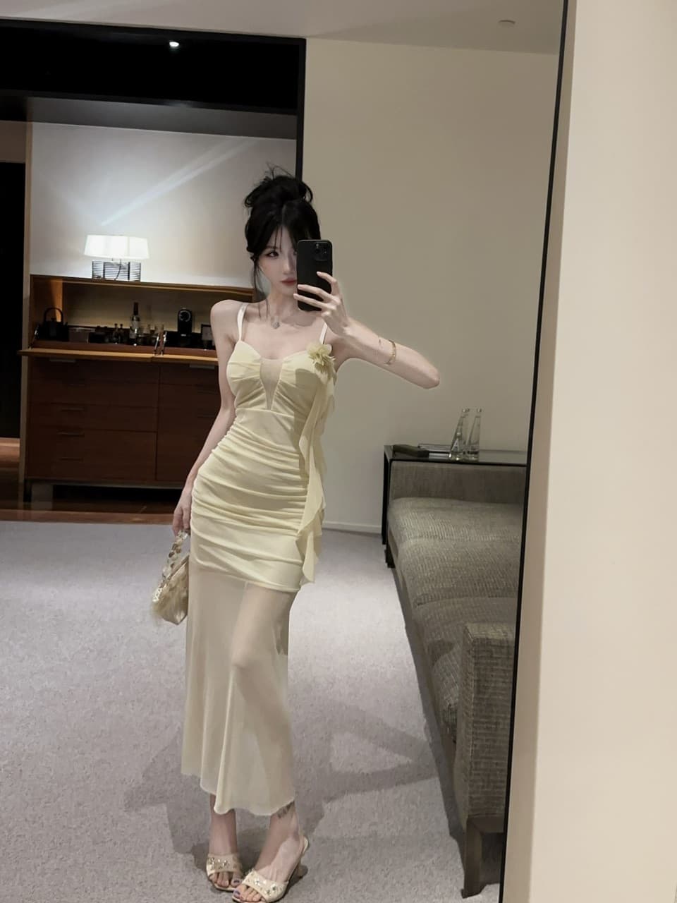 실사 순수한 욕망 핫걸 꽃 섹시함 망사 만나는 몸매 가꾸기 슬림해 보이는 슬립 드레스 상세 이미지 22