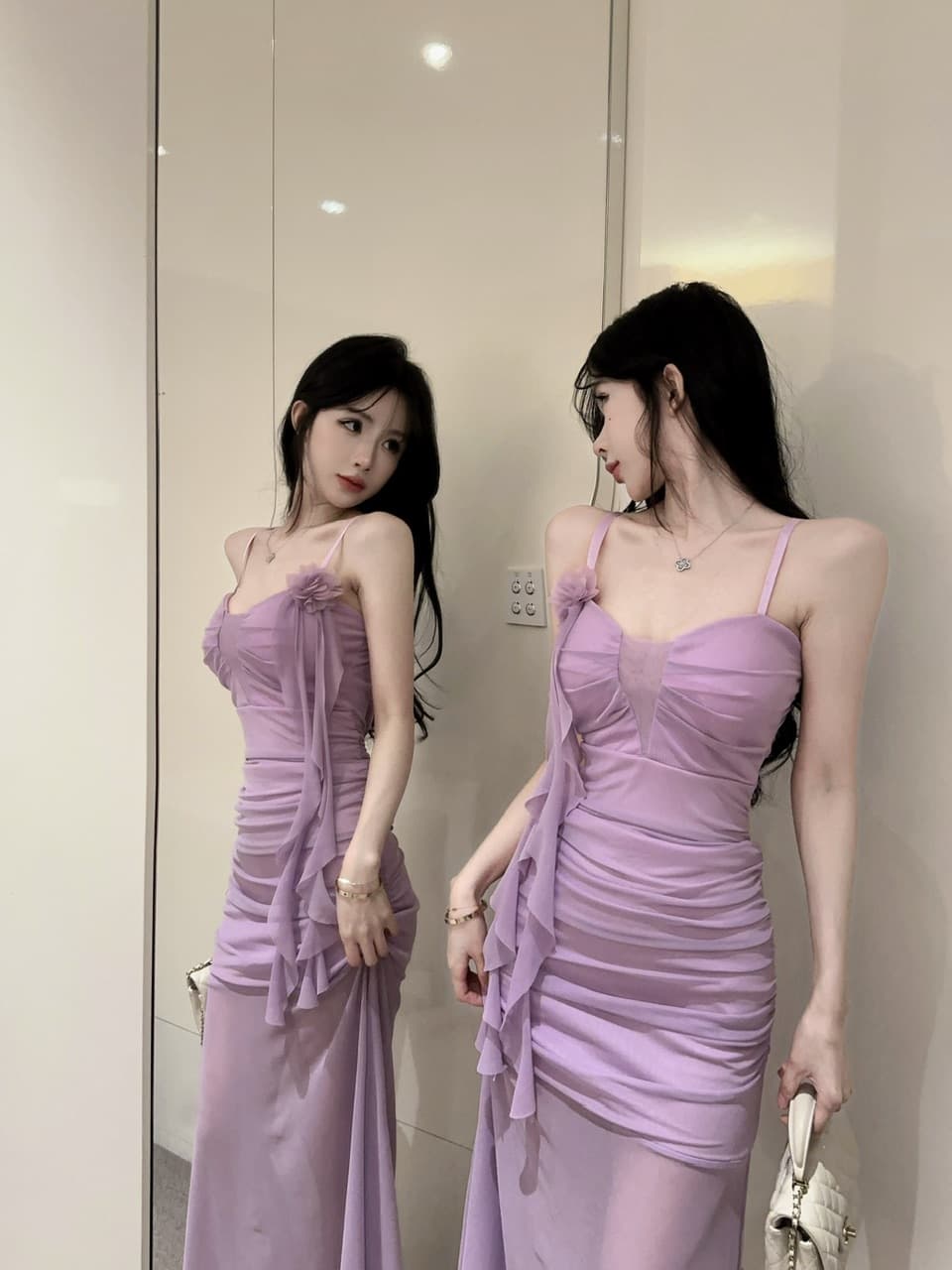 실사 순수한 욕망 핫걸 꽃 섹시함 망사 만나는 몸매 가꾸기 슬림해 보이는 슬립 드레스 상세 이미지 33