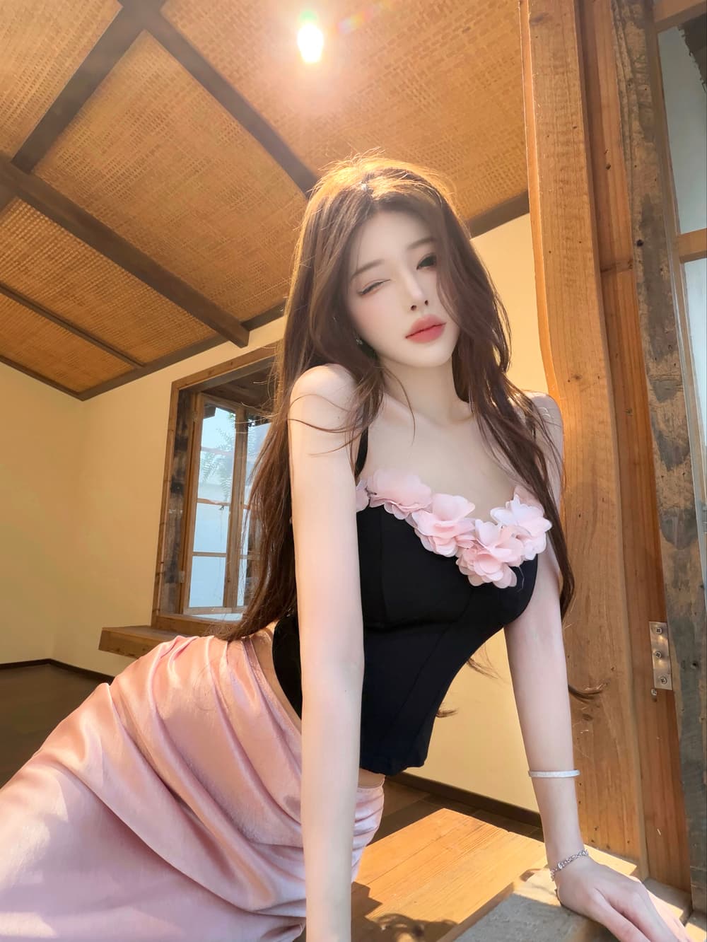 실사 순수한 욕망 꽃 슬립 작은 조끼 타이트 스커트 인어 꼬리 반신 스커트 투피스 세트 세트 상세 이미지 11