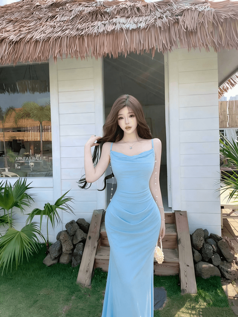 실사 순수한 욕망 프랑스식 섹시함 흔들다 칼라 고급 센스 망사 패치워크 몸매 가꾸기 휴가 예복 드레스 상세 이미지 25