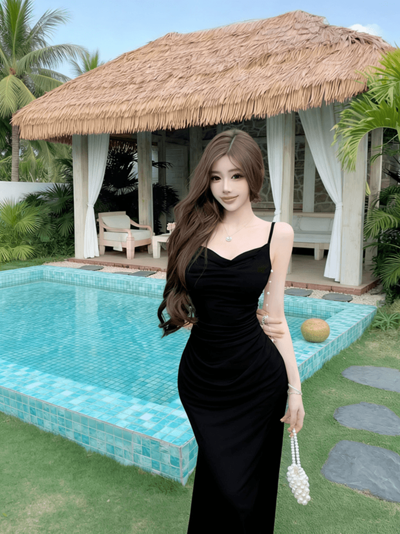 실사 순수한 욕망 프랑스식 섹시함 흔들다 칼라 고급 센스 망사 패치워크 몸매 가꾸기 휴가 예복 드레스 상세 이미지 26