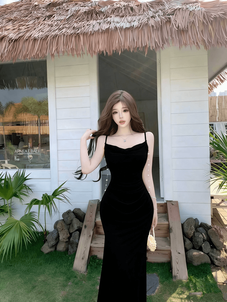 실사 순수한 욕망 프랑스식 섹시함 흔들다 칼라 고급 센스 망사 패치워크 몸매 가꾸기 휴가 예복 드레스 상세 이미지 28