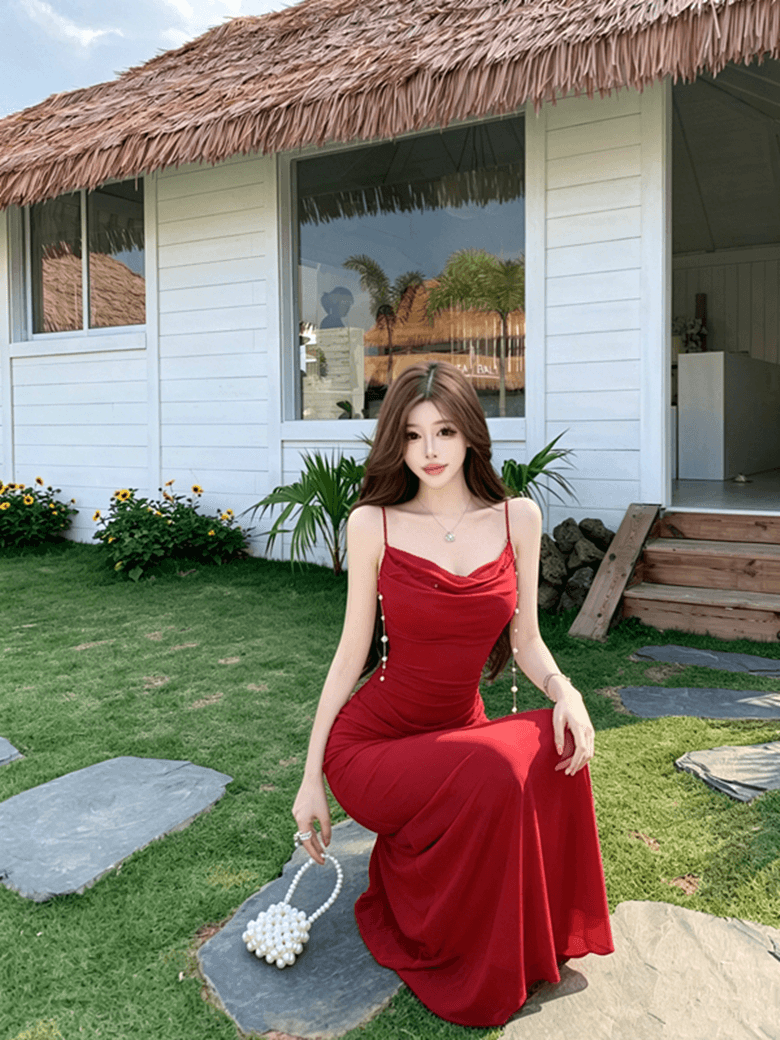 실사 순수한 욕망 프랑스식 섹시함 흔들다 칼라 고급 센스 망사 패치워크 몸매 가꾸기 휴가 예복 드레스 상세 이미지 2