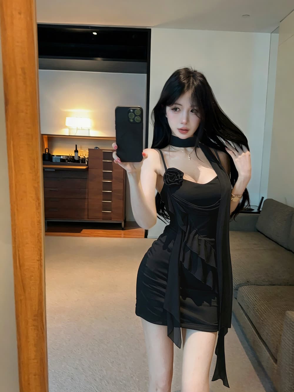 실사 순수한 욕망 연령 감소 3 차원 꽃 디자인 센스 프릴 핫걸 몸매 가꾸기 슬립 드레스 이미지 2