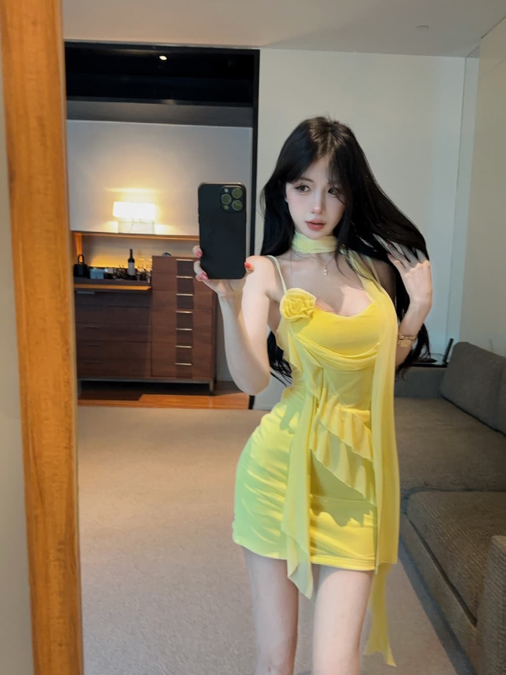 실사 순수한 욕망 연령 감소 3 차원 꽃 디자인 센스 프릴 핫걸 몸매 가꾸기 슬립 드레스 이미지 3