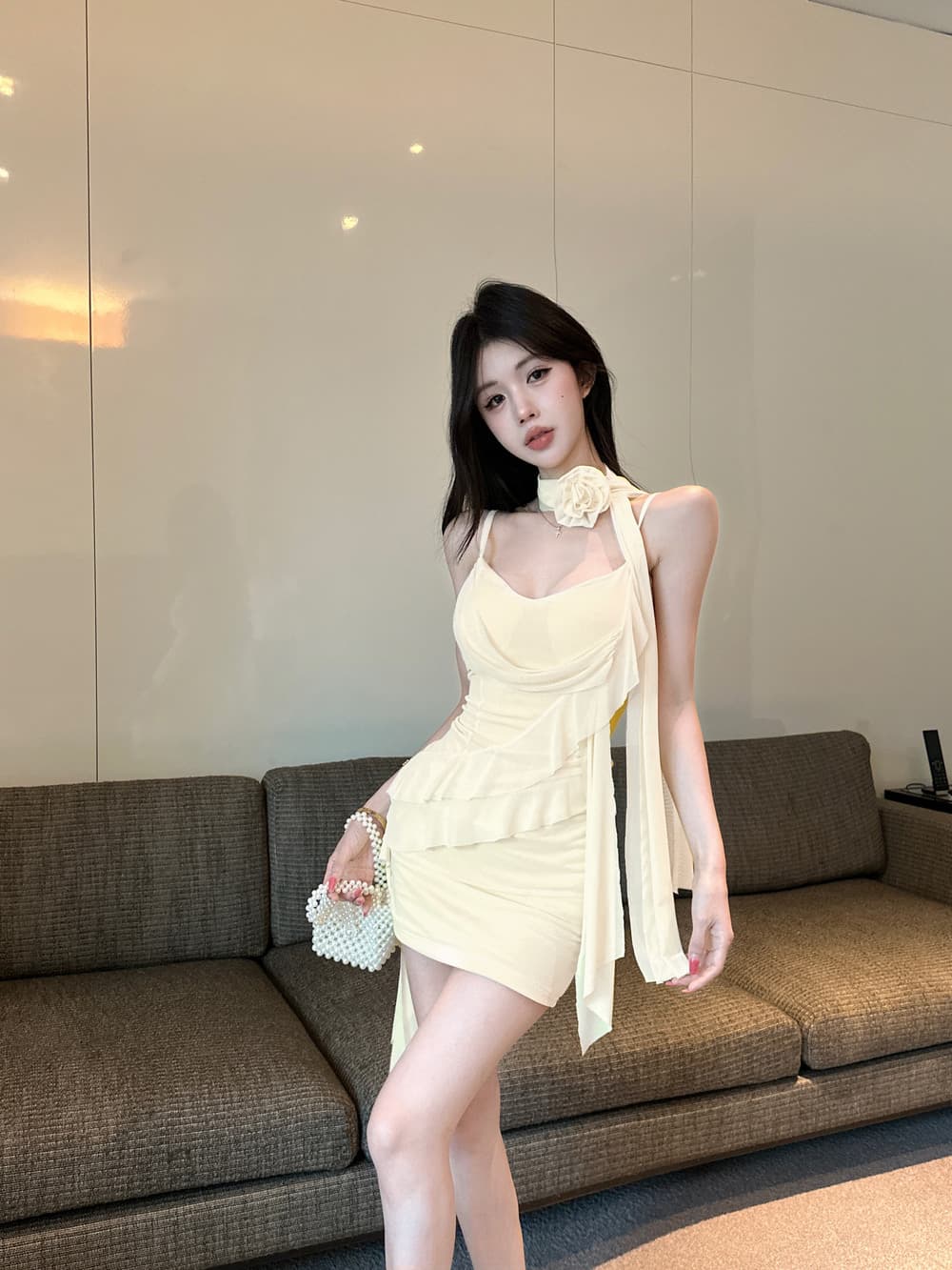 실사 순수한 욕망 연령 감소 3 차원 꽃 디자인 센스 프릴 핫걸 몸매 가꾸기 슬립 드레스 상세 이미지 21