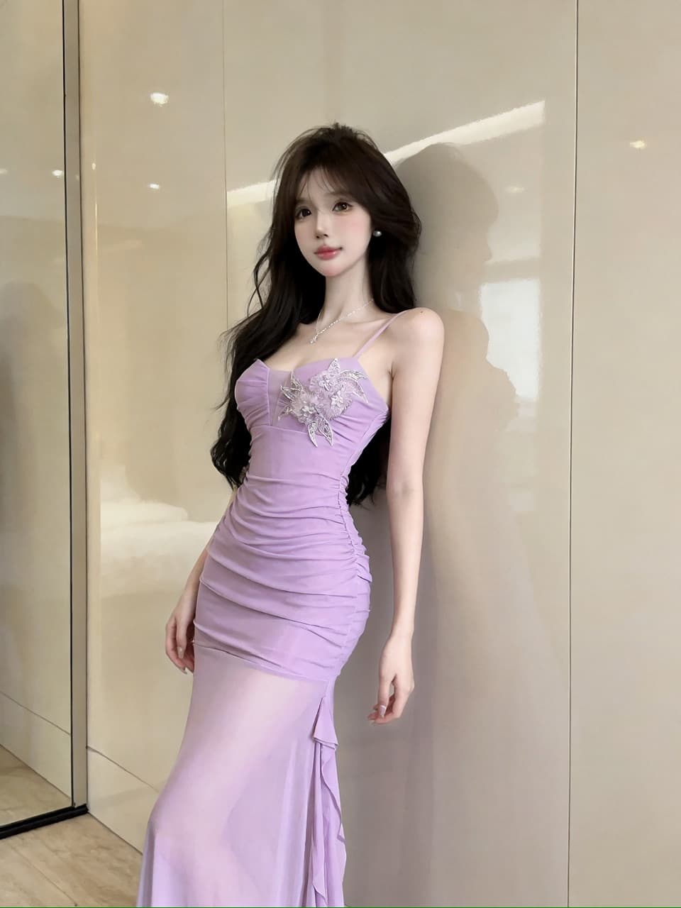 실사 프랑스식 순수한 욕망 핫걸 섹시함 보라색 인사이드 가져 가라. 만나는 몸매 가꾸기 타이트 스커트 드레스 상세 이미지 14