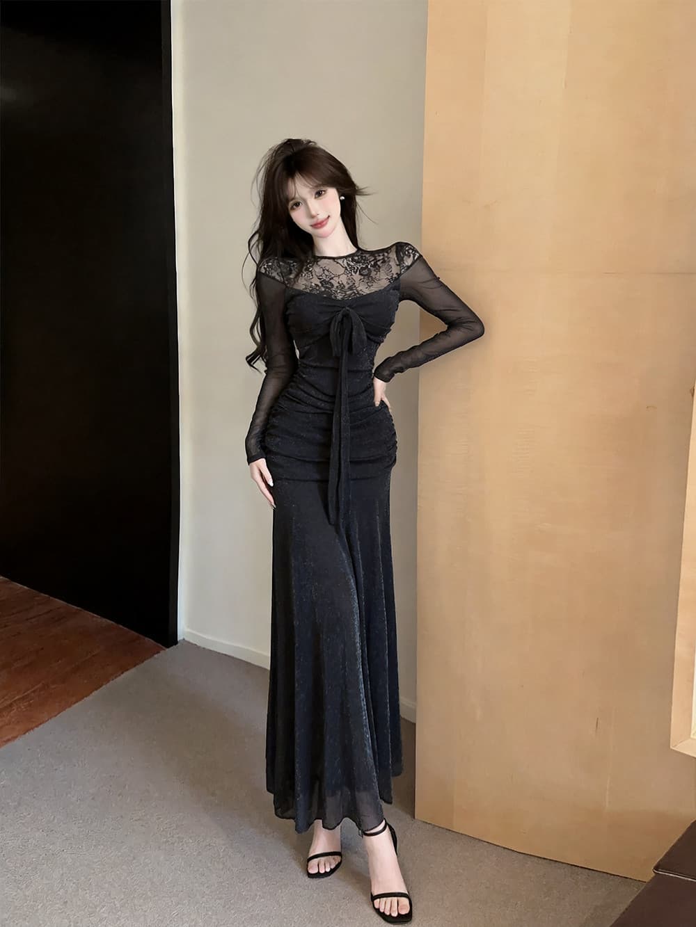 실사 순수한 욕망 핑크색 망사 레이스 핫픽스 아름다운 품격 몸매 가꾸기 타이트 스커트 생일 예복 치마 상세 이미지 15