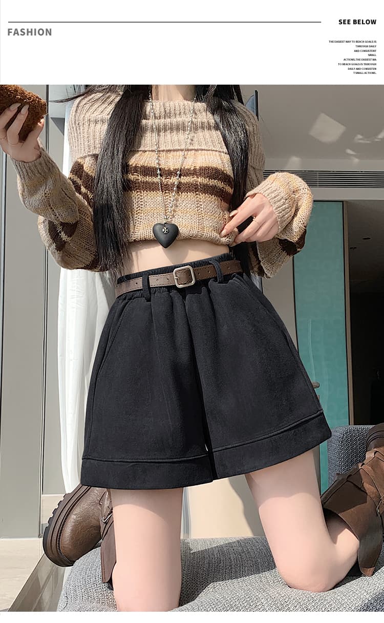 실사 가을 겨울 새로운 사슴 캐시미어 허리밴드 캐주얼 다용도 넓은 다리가 짧다. 바지 상세 이미지 24