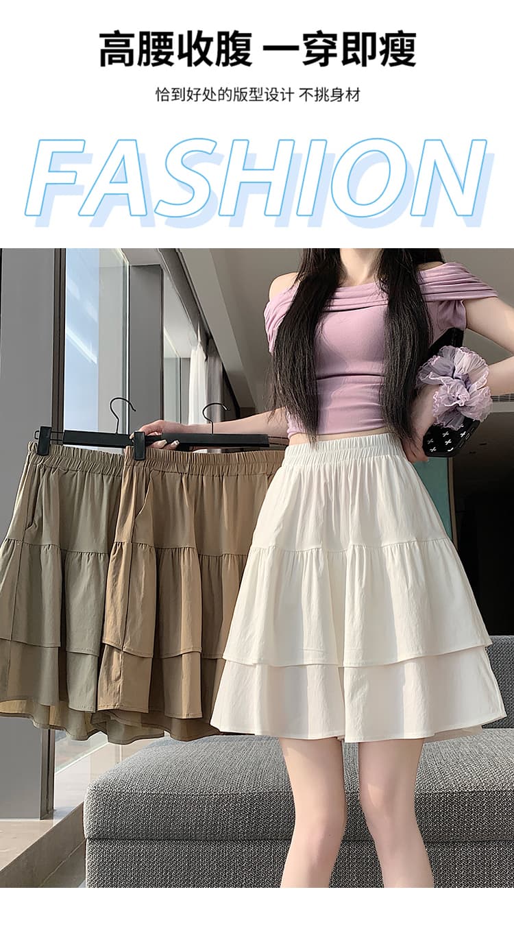실사 봄 여름 새로운 패션 다용도 하이웨이스트 슬림해 보이는 와이드 레그 팬츠 치마 미니멀리즘 패션 케이크 몸매 가꾸기 슬림해 보이는 바지 상세 이미지 6