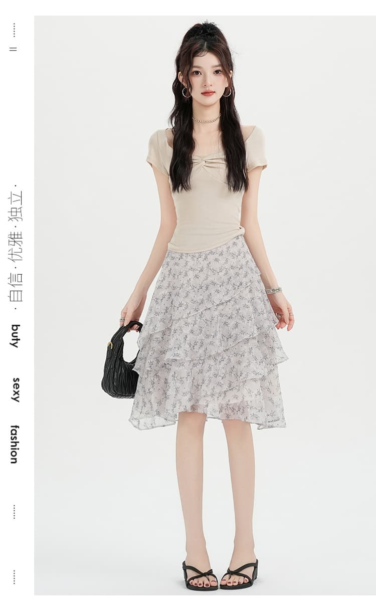 실사 여름 새로운 이후 허리밴드 클래식 꽃무늬 케이크 드레스 여름 차가운 우아한 해변 드레스 상세 이미지 12