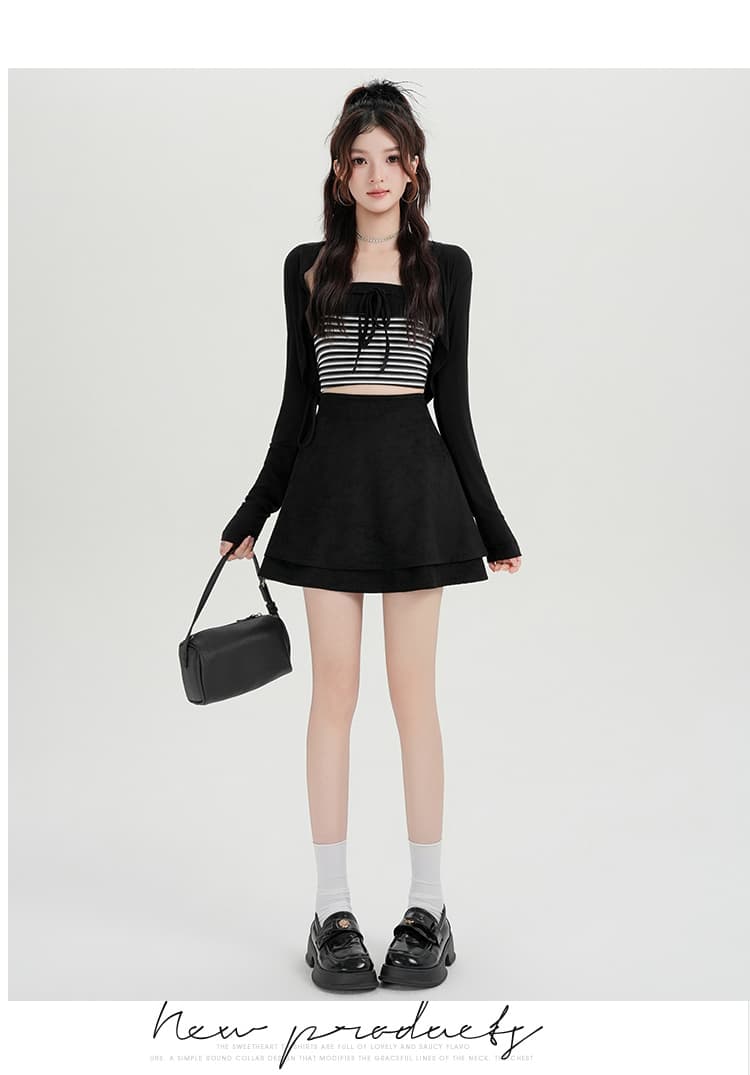 실사 가을 겨울 새로운 한 부서 다용도 한 마디 반신 스커트 달콤함 디자인 센스 나비 넥타이 스웨이드 원단 반 스커트 상세 이미지 27